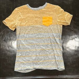 Cat & Jack Heathered Gray and Yellow Striped T-Shirt